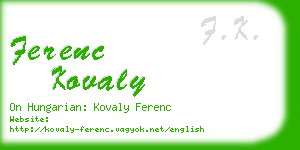 ferenc kovaly business card